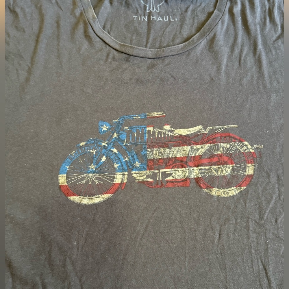 Men’s Motorcycle American Flag Graphic Short Sleeve T-Shirt Size XL